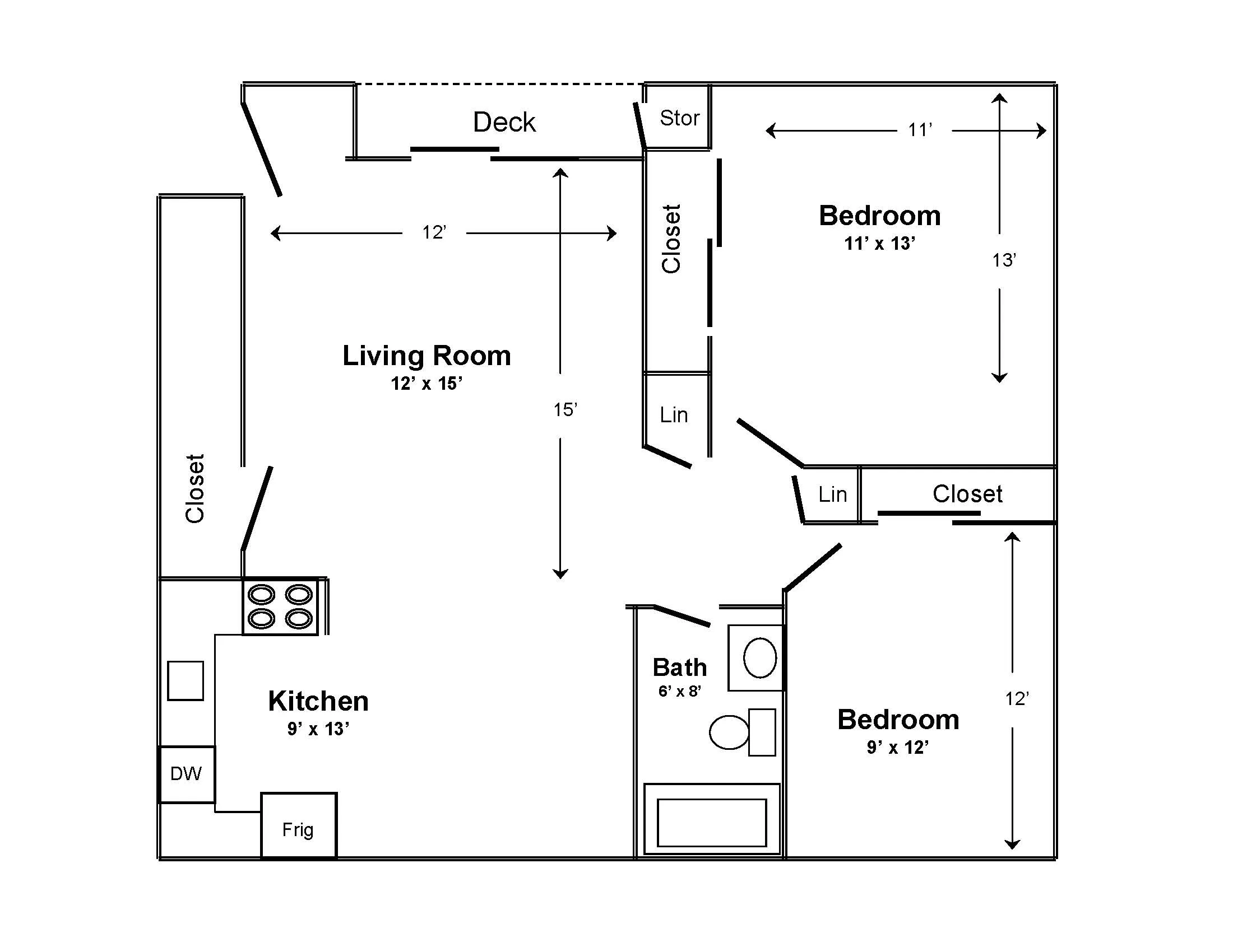 Existing Apartment Floor Plan Kna Oak Park Apartments Near Chicago