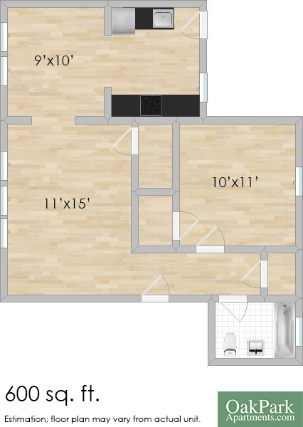 532 Des Plaines Ave. #1C One-Bedroom Apartment