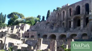 Roman apartments ruins with logo